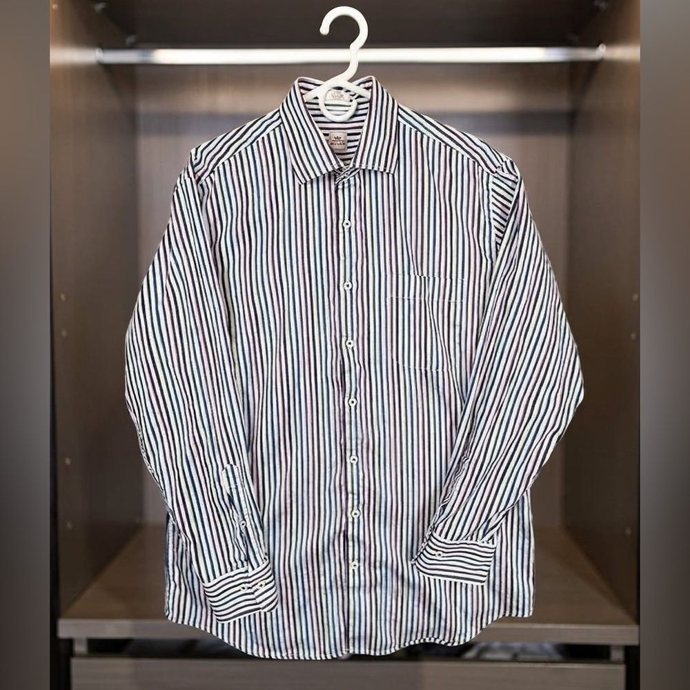 PETER MILLAR MENS BUTTON DOWN SHIRT SIZE LARGE MULTICOLORED STRIPES